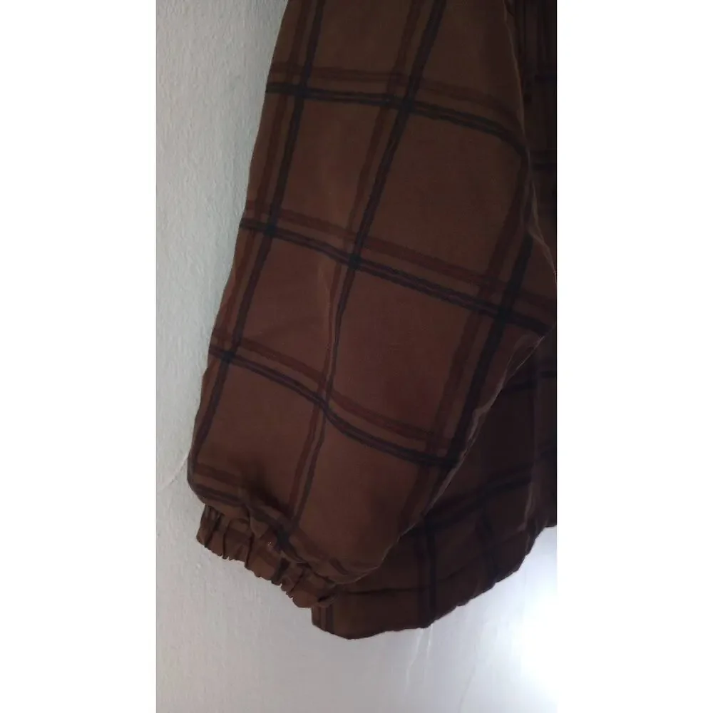 Oshkosh b'gosh Brown Plaid Hooded Fall Pullover Jacket
